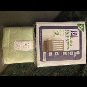 Crib mattress pad and crib sheet